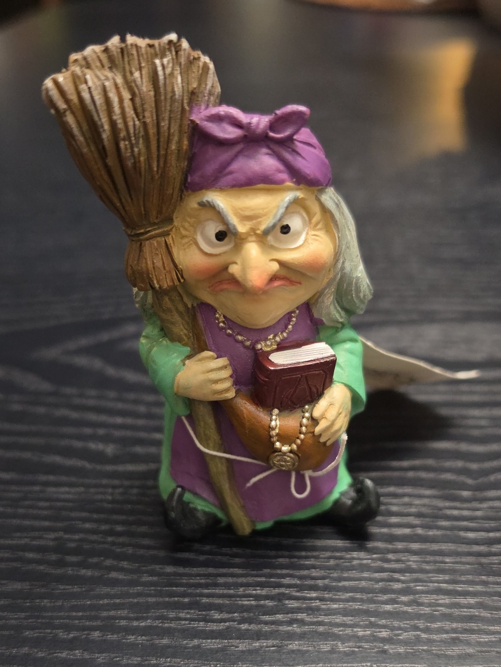 Transpac Witch figurine, Fairy Garden/Halloween Décor Green & Purple, NWT